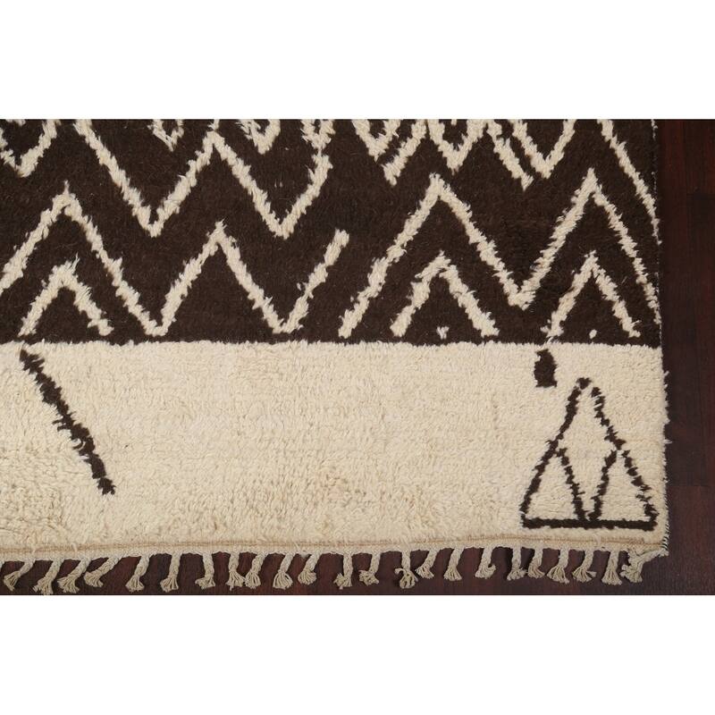 Tribal Geometric Oriental Moroccan Wool Area Rug Hand-knotted Carpet - 9'0" x 13'0"