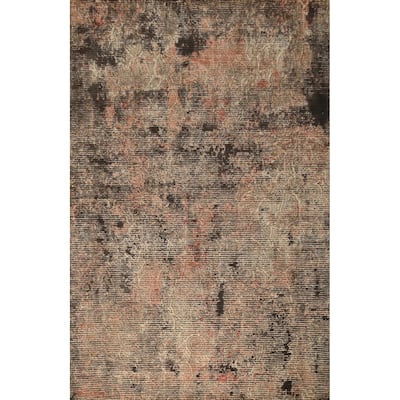 Hand Knotted Oriental Viscose Silk Carpet Modern All-Over Oranges & Rust Abstract Area Rug - 7' 7'' X 5' 5''