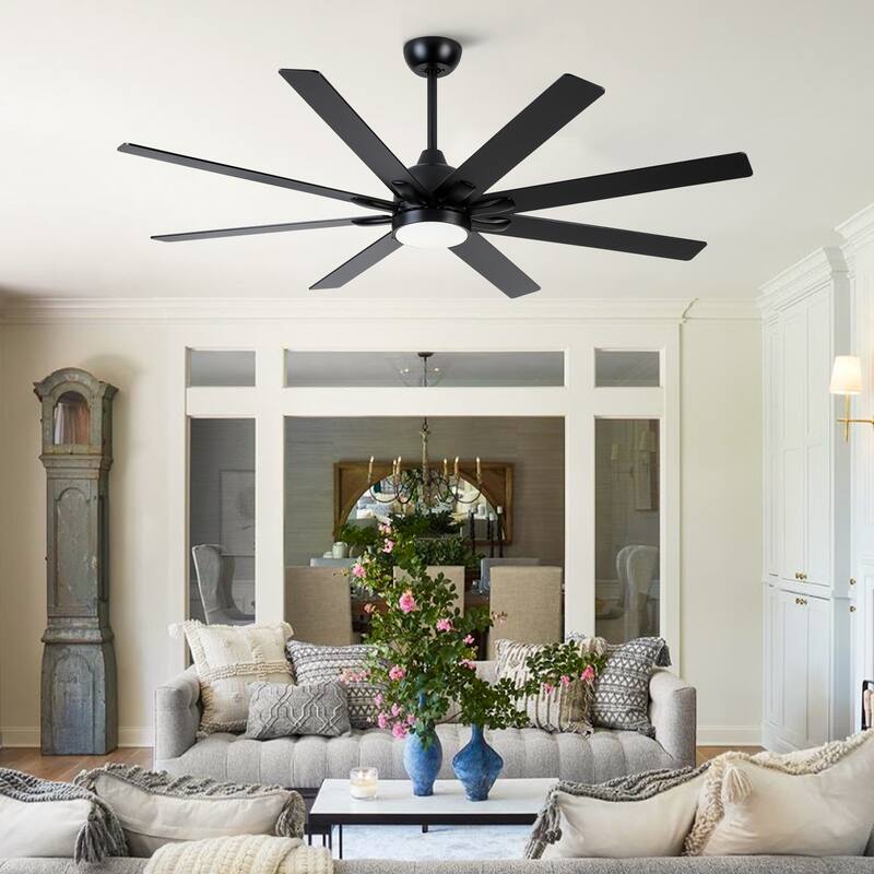 YUHAO 72 Inch Windmill Antique Black Industrial Wooden Large Ceiling Fans With LED Lights and Remote Control