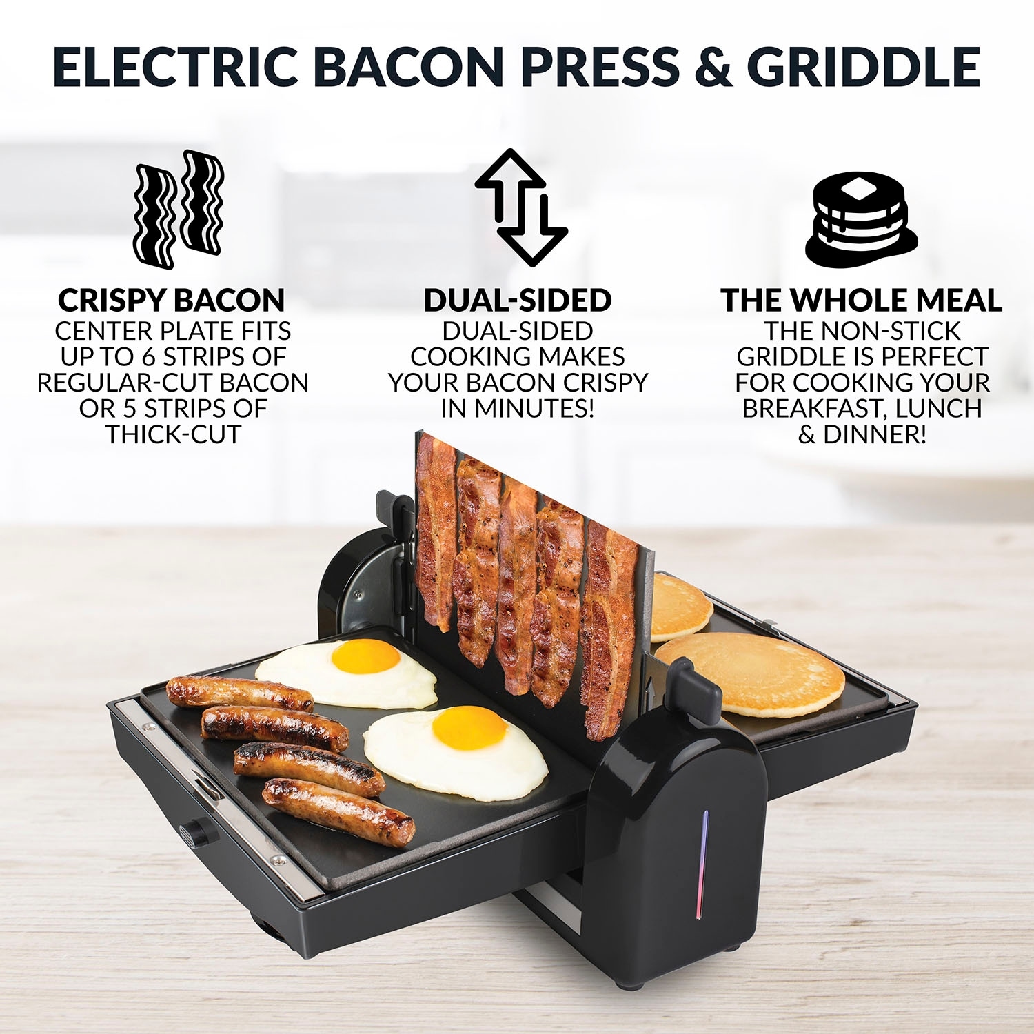 GreenLife 3-in-1 Breakfast Maker Station, Healthy Ceramic Nonstick Dual  Griddles for Eggs Meat Sausage Bacon Pancakes and Breakfast Sandwiches, 2