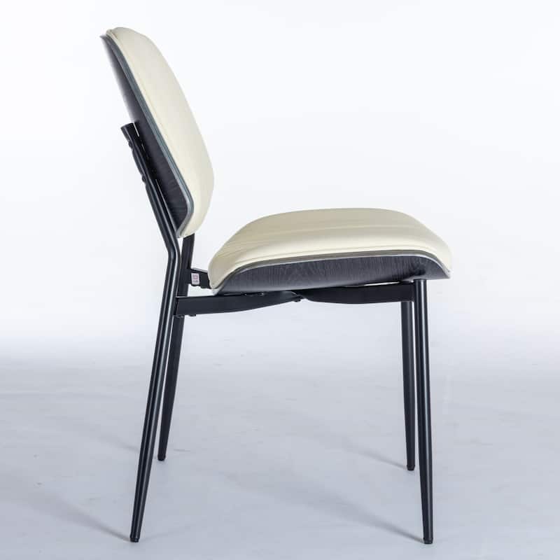 Roomfitters Mid-Century Modern Dining Chairs Set of 2, Faux Leather Upholstered Walnut Bentwood Dining Chairs with Metal Legs