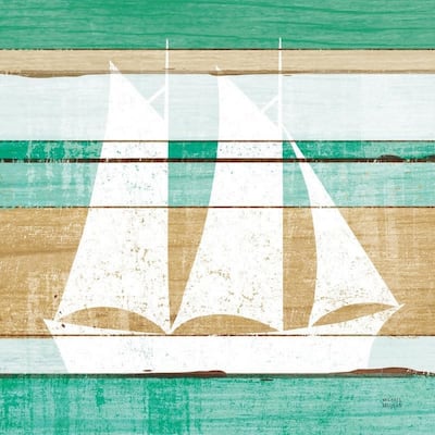 Beachscape V Boat Green Art Poster - Print On Demand