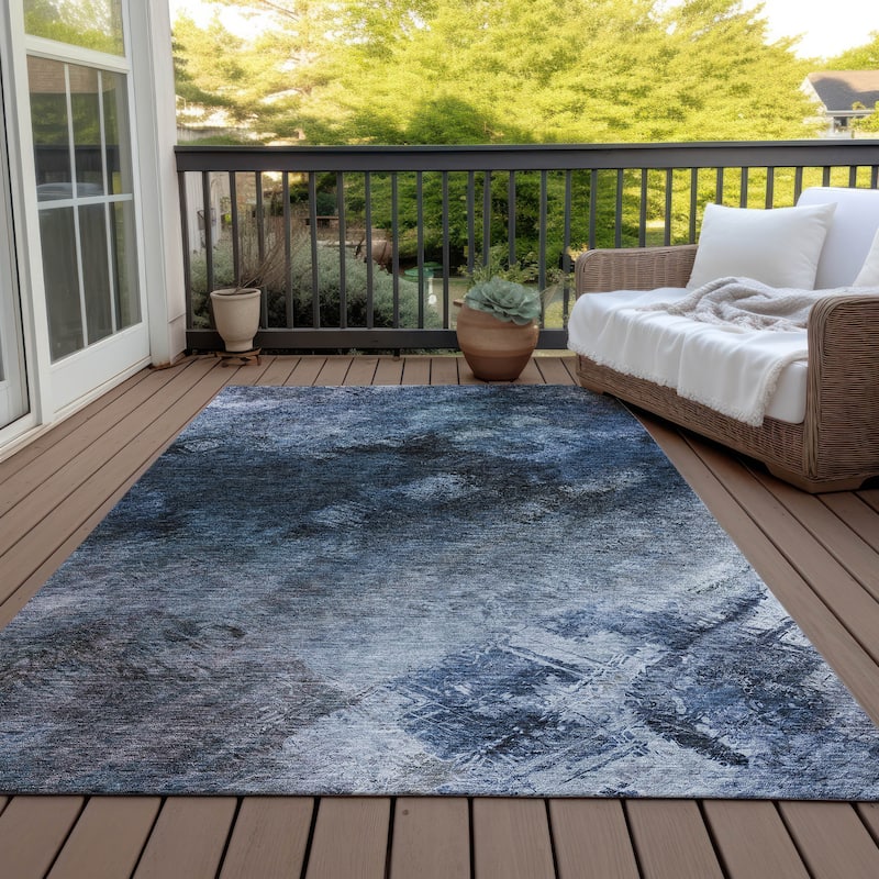 Machine Washable Indoor/ Outdoor Chantille Abstract Watercolor Rug