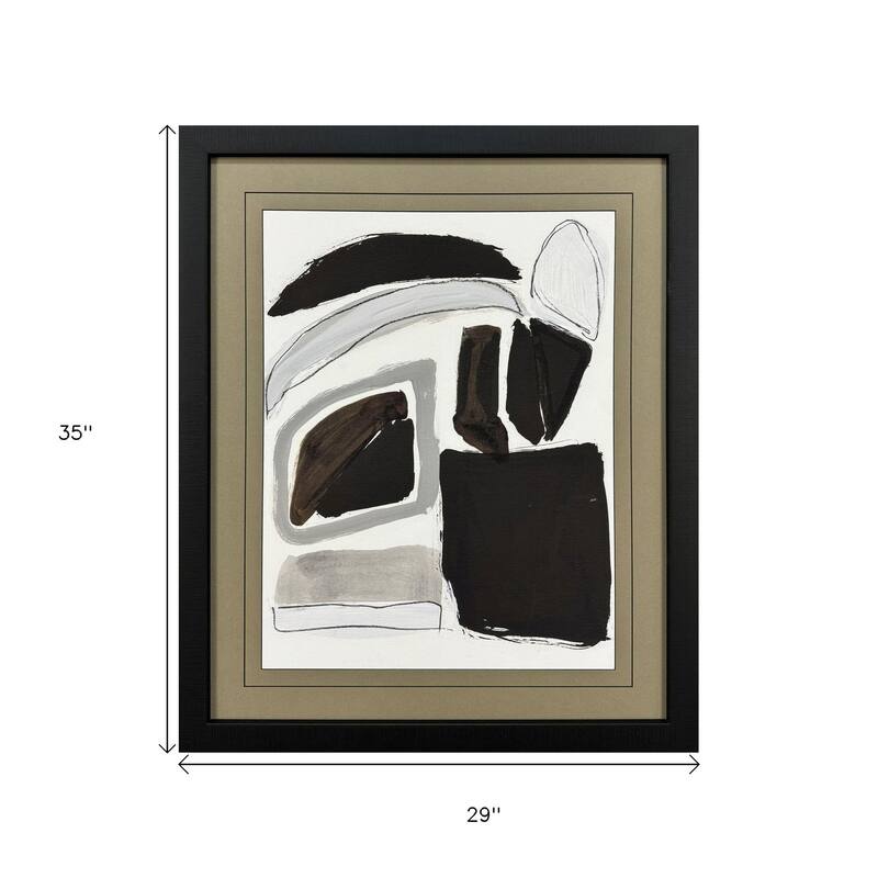HomeRoots Modern Abstract Graphic Shapes Black Framed Wall Art