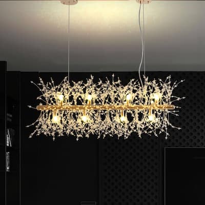 Modern 12-Light Clear Beads Chandelier Firework Pendant Ceiling Light