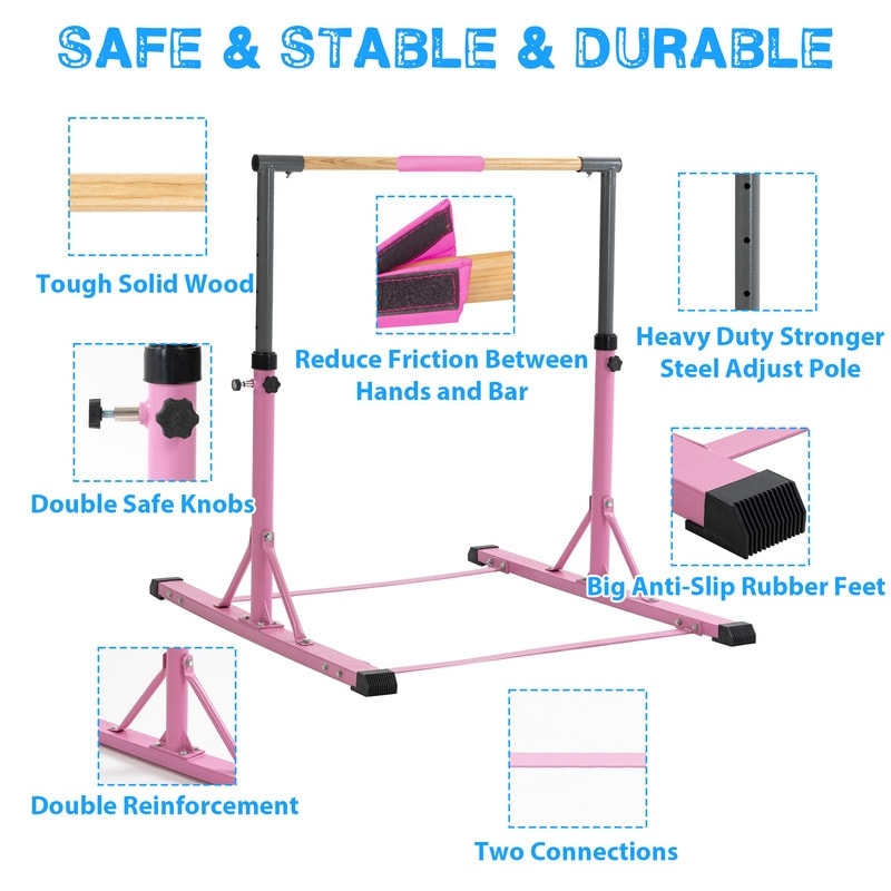 Pink Gymnastic Bar Set Gymnastics Horizontal Bar for Kids Home Use Bed Bath Beyond 39554235