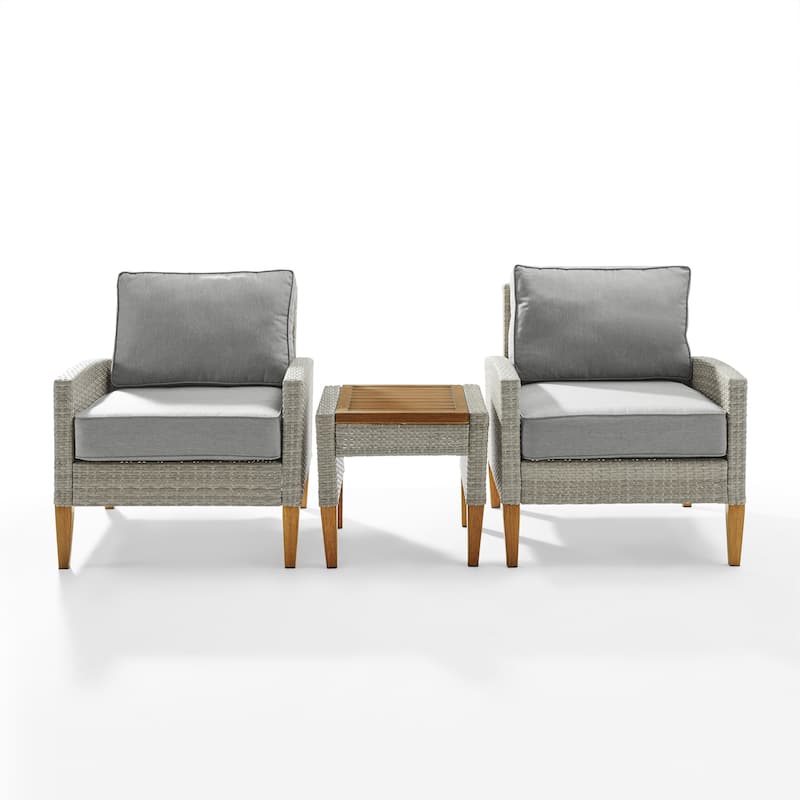 Crosley Capella 3Pc Outdoor Wicker Chair Set