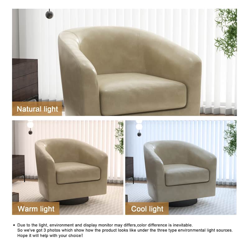 Round Barrel Armchair 360-Degree Swivel Accent Chairs