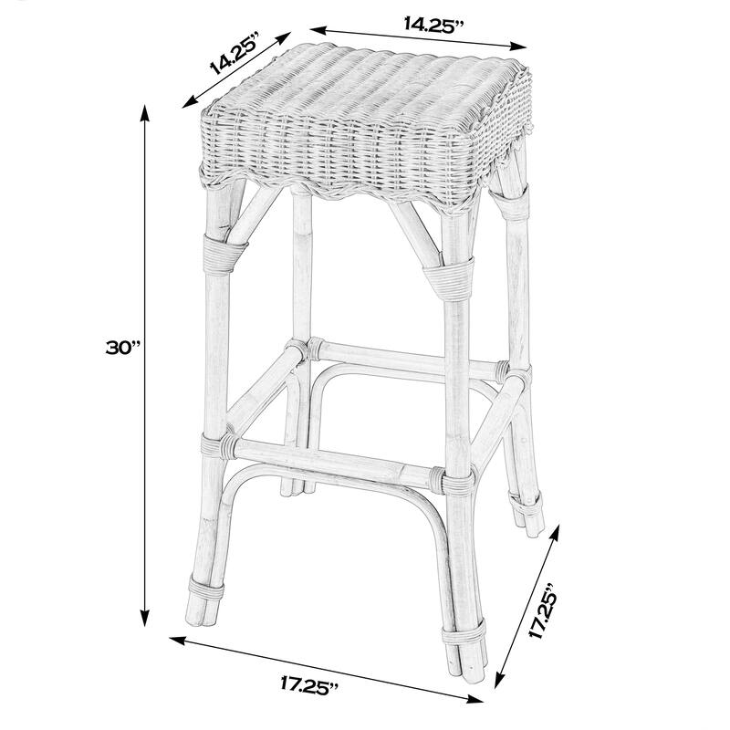 Flora Rattan Scalloped Bar Stool
