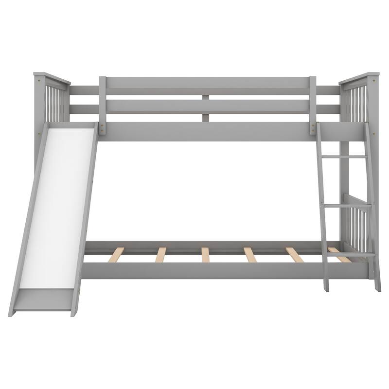 Compact Solid Wood Bunk Bed with Slide