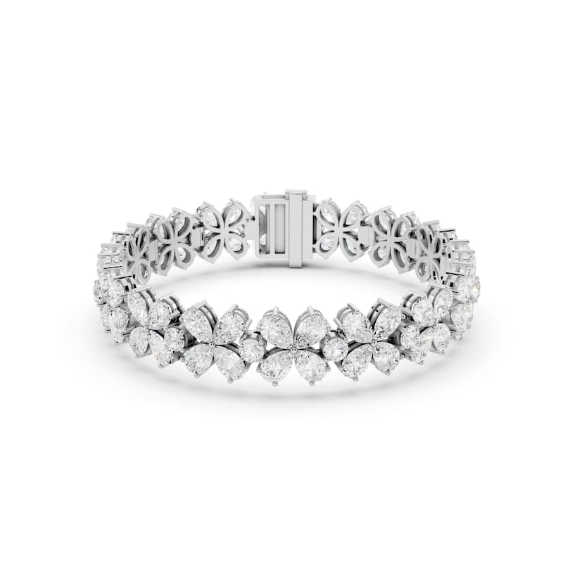 Auriya 14K Gold Lab Grown Nature's Inspired Tennis Bracelet 11 1/10 ct. tw. (F-G VS) - N/A - White
