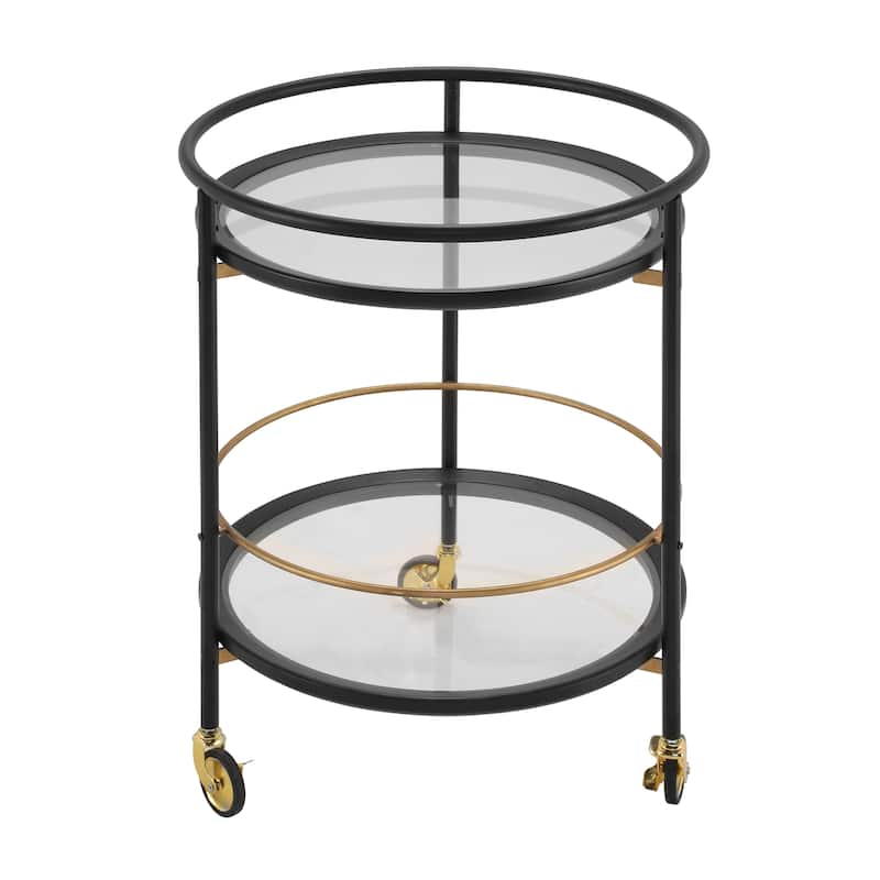 Christopher Knight Home - Aurelia Modern Round Bar Cart with Tempered Glass Shelves