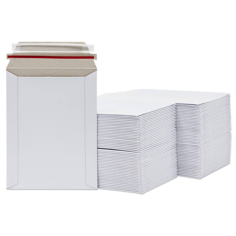 Stockroom Plus 100 Pack 6x8 Rigid Mailers, 550 GSM Self Adhesive Stay Flat Cardboard Envelopes