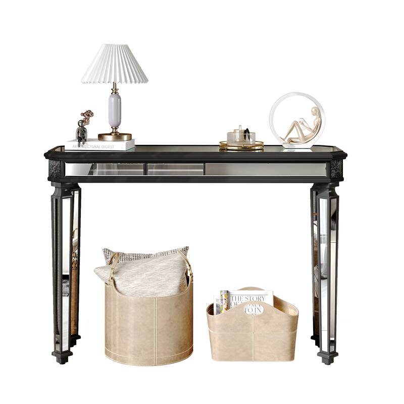 GDF Studio - Rutherford Art Deco Wood and Glass Console Table