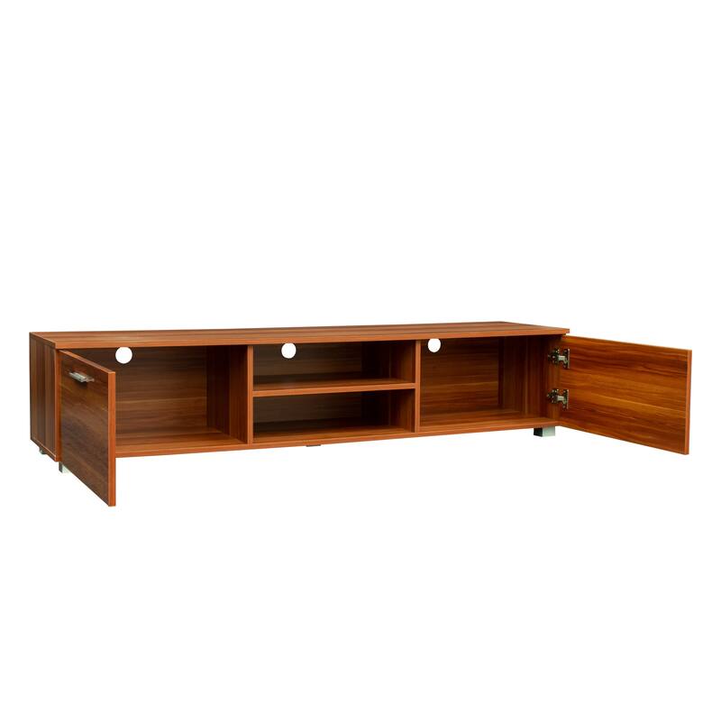 GDF Studio - Masuri Mid-Century 62.99" Wide Entertainment TV Stand with Storage Cabinets and Open Shelves