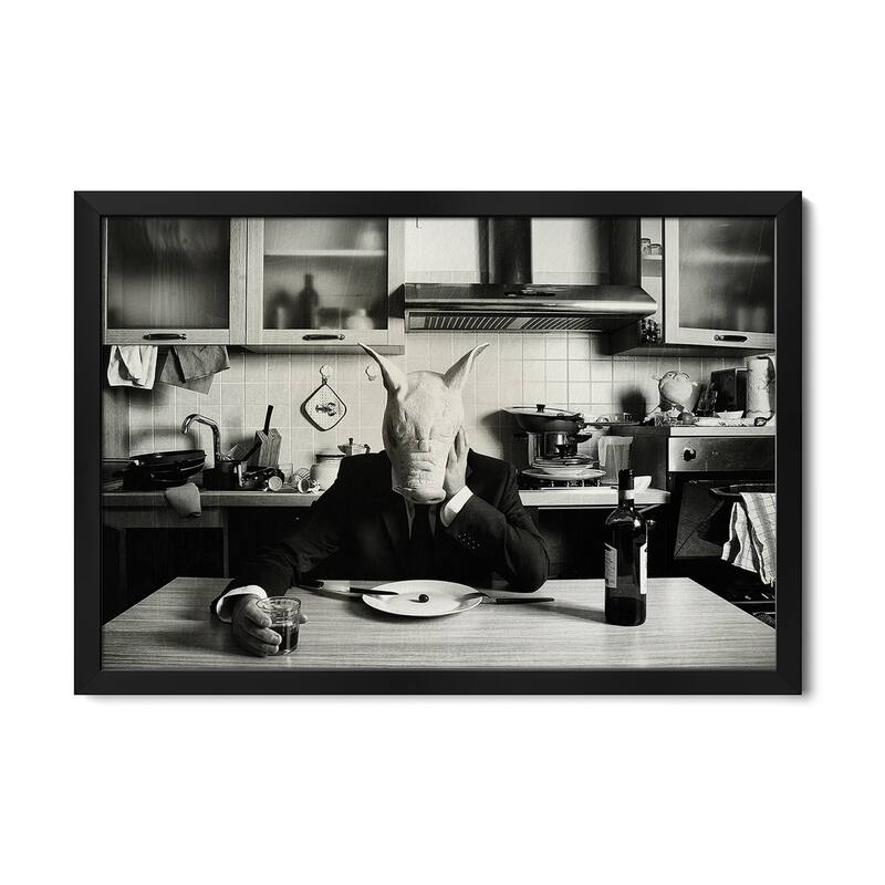 Just One Day Alone (Family Portrait) Premium Framed Poster by Stefano Miserini - Black - 24x16x1