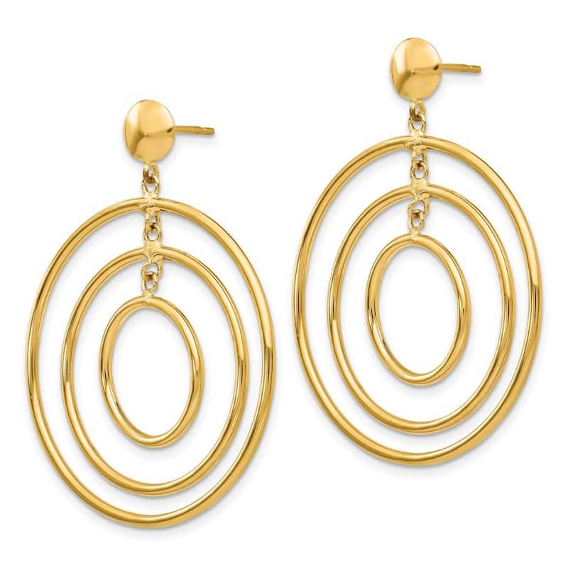 Curata 14k Yellow Gold Polished Dangling Circles Post Earrings 45x33mm