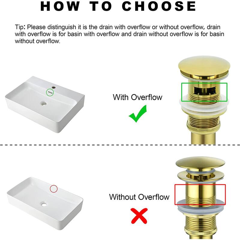 Pop-Up Bathroom Sink Drain with Overflow