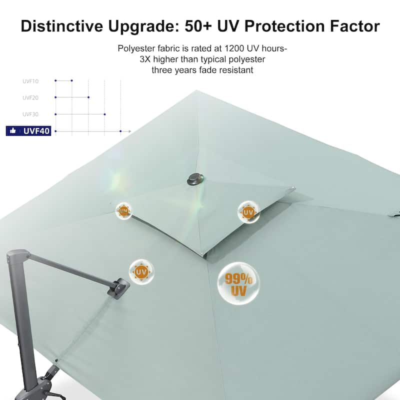 PURPLE LEAF 12 ft Double Top Stylish Cantilever Patio Umbrella with Base