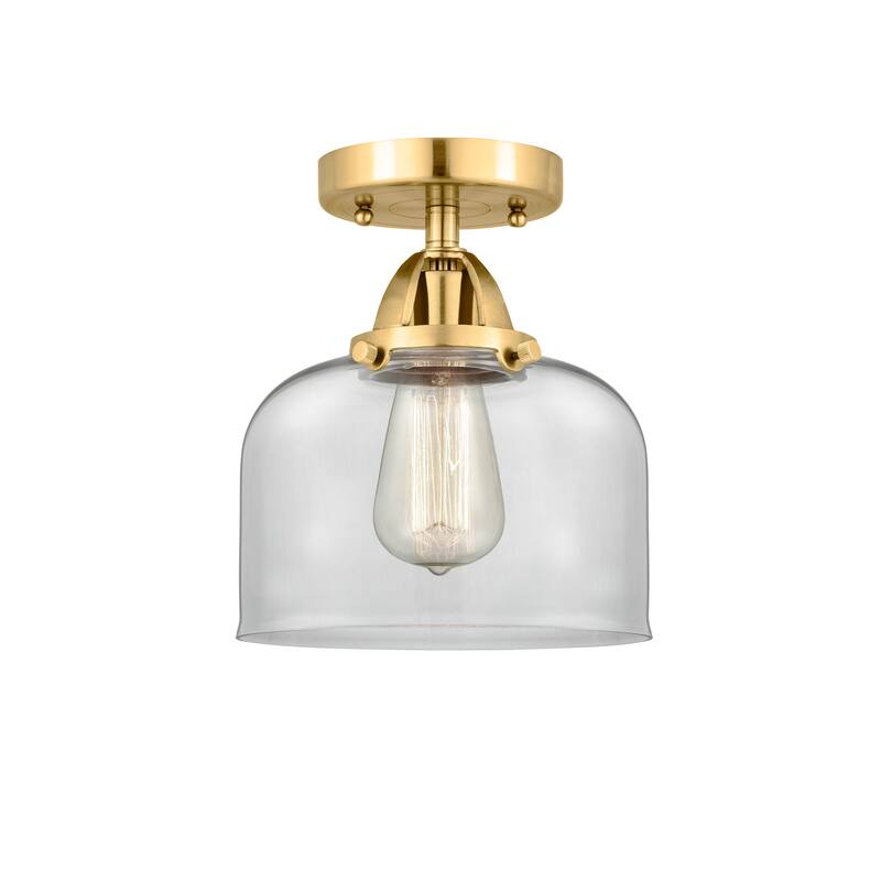 Innovations Lighting Nouveau 2 Bell - 1 Light 8" Semi-Flush Mount - Clear/Satin Gold