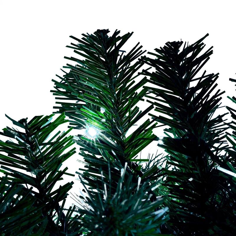 6FT Hinged Fir Artificial Fir Bent Top Christmas Tree, 1250 Lush Branch Tips, 300 LED Lights X-mas