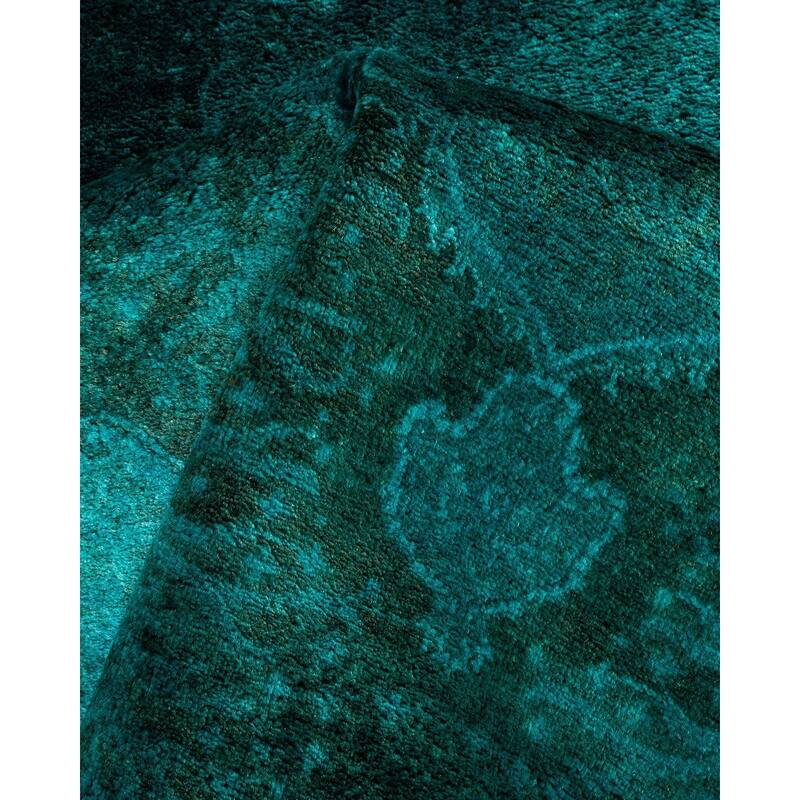 Overton Hand Knotted Wool Vintage Inspired Modern Contemporary Overdyed Blue Area Rug - 3' 2" x 5' 3"