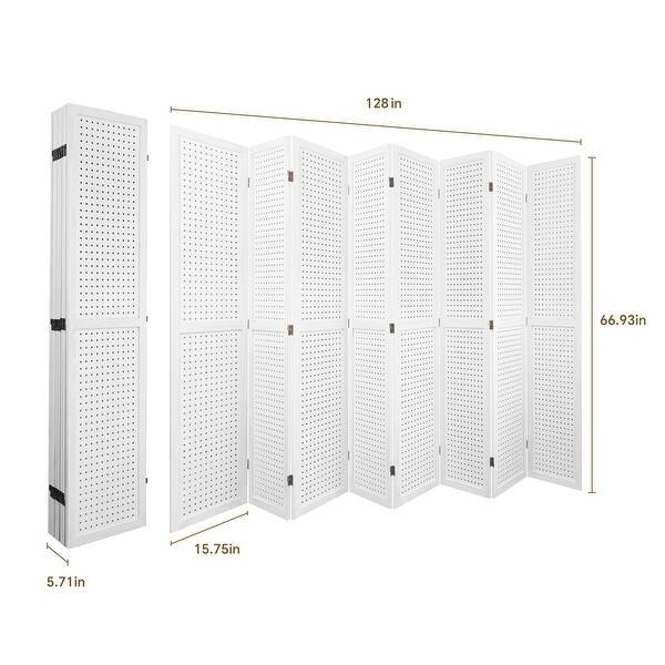 8 Panel Freestanding Wood Room Folding Privacy Screen - Bed Bath ...