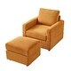 preview thumbnail 22 of 34, Modern Corduroy Chaise Lounge with Ottoman,Accent Chair for Living Room