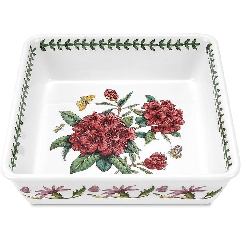 Portmeirion Botanic Garden Square Dish - 10 in - Rhododendron Motif