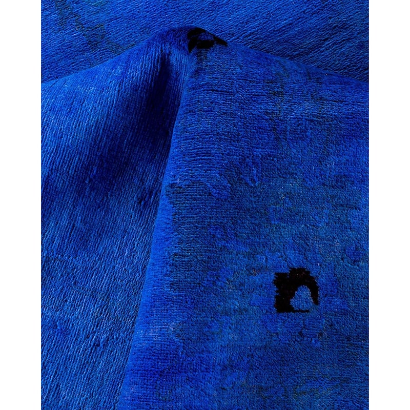 Overton Handknotted Wool Vintage Inspired Contemporary Overdyed Blue Area Rug - 15' 4" x 12' 1"