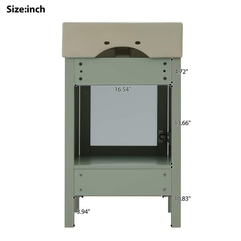 20'' Bathroom Vanity with Ceramic Sink Top, Modern Bathroom Storage Cabinet with 1 Drawer and 1 Soft Close Door