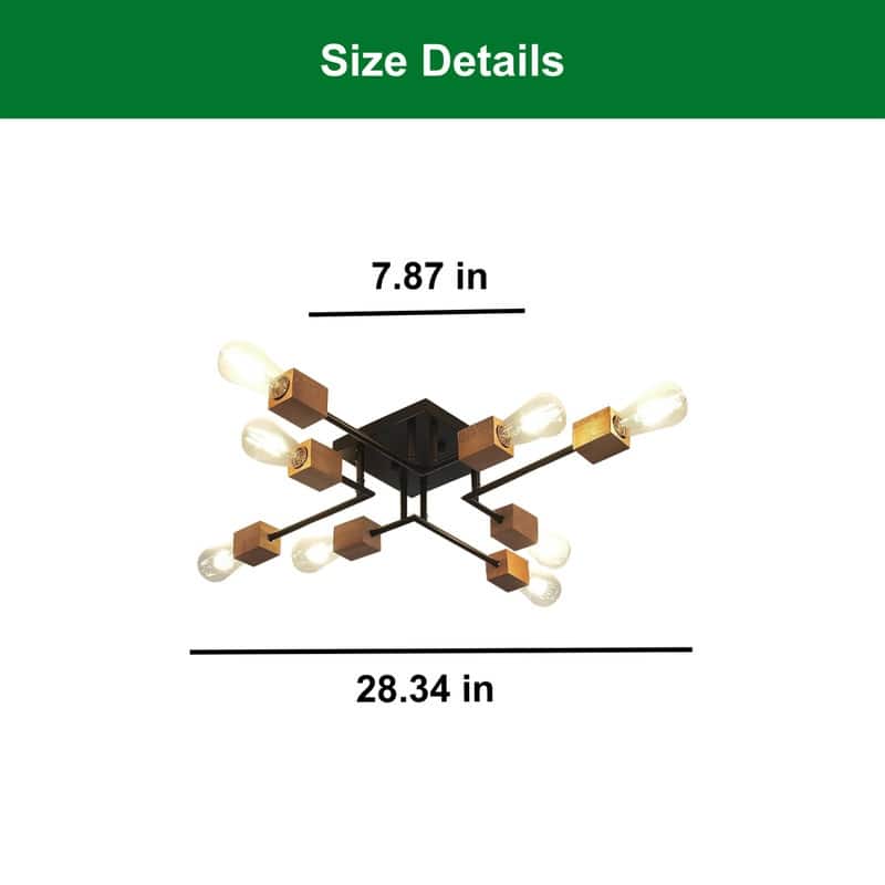 8 Light bulb light black kitchen light iron dining light fixtures - N/A