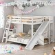 preview thumbnail 1 of 11, Full over Full Bunk Bed with Ladder, Slide and Shelves,Easy Assembly,White White