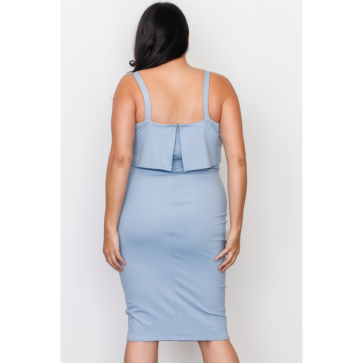 flounce detail layered midi dress