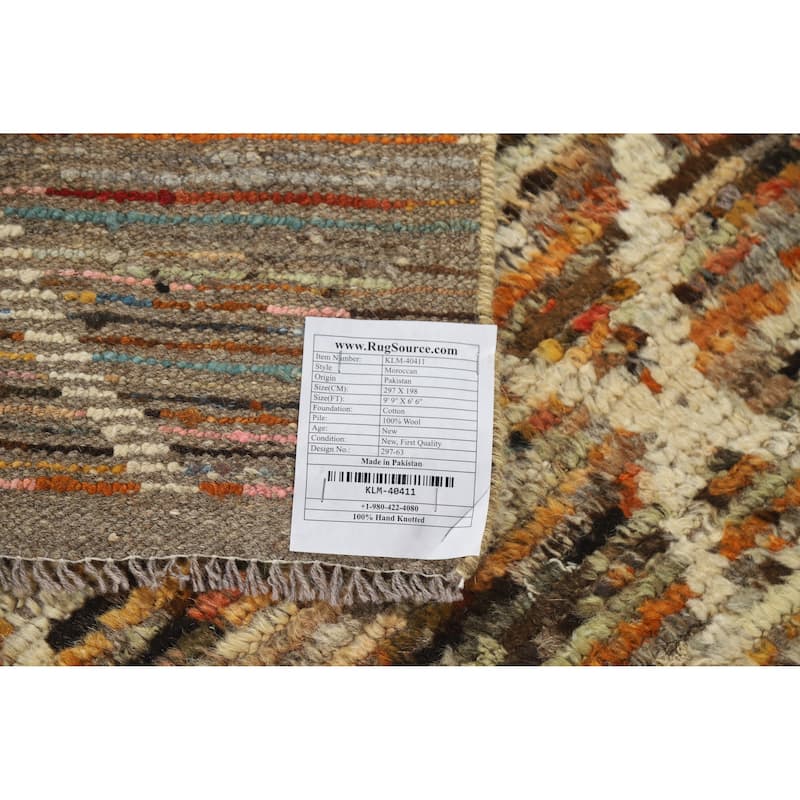 Trellis Moroccan Oriental Rug Handmade Living Room Wool Carpet - 6'6" x 9'9"