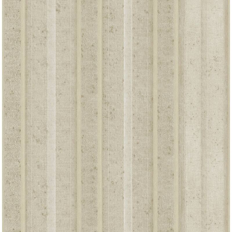 Seabrook Design Hestia Distressed Stripe Unpasted Wallpaper - 20.5 in W x 33 ft. L - Metallic Latte & Taupe