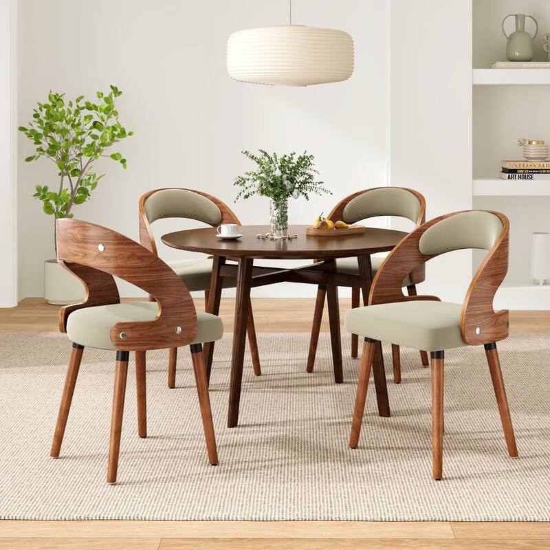 Modern Upholstered Dining Chairs with Curved Backrest (Set of 2)