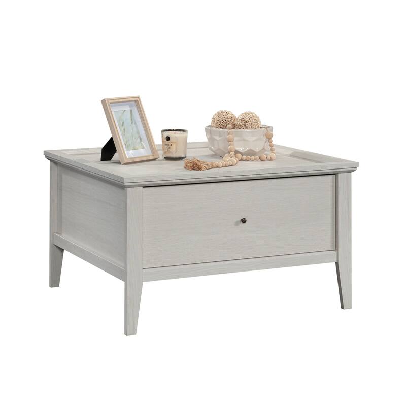 Wood Coffee Table with Elegant Design, Light Gray - 31.89" L x 29.84" W x 18.54" H