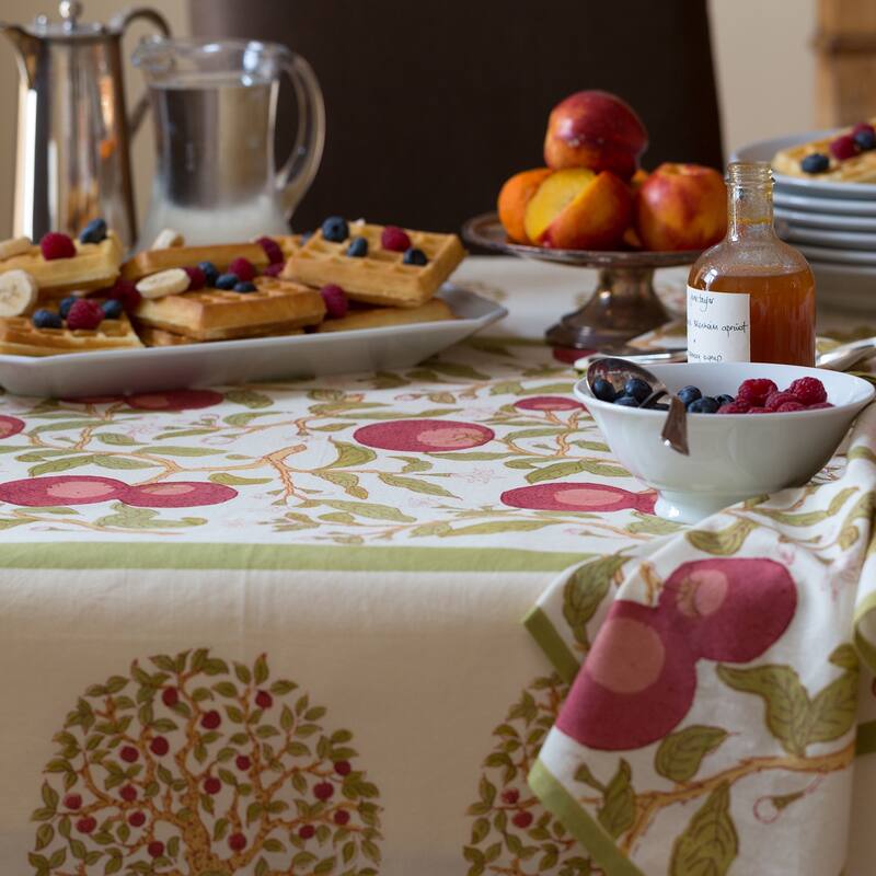 Couleur Nature Orange Tree Tablecloth - Red/Green