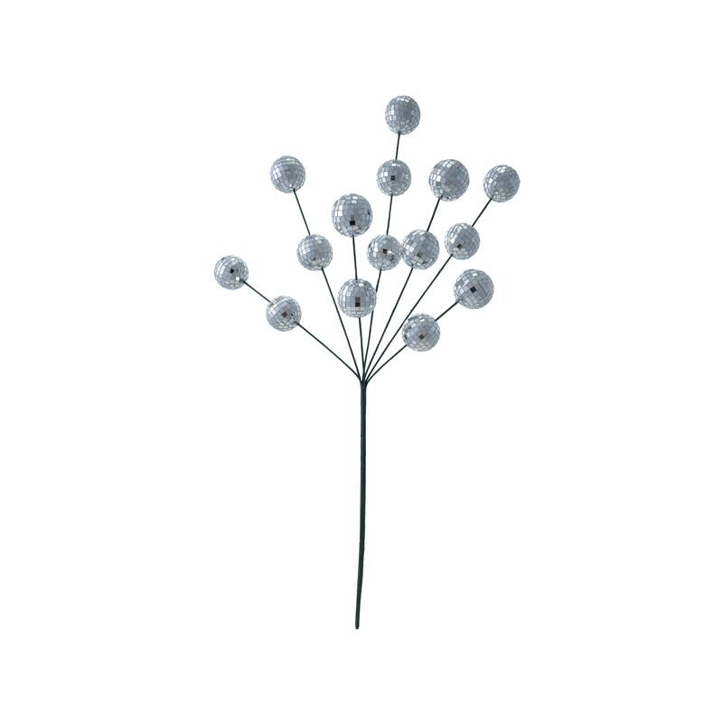 Foam and Mirrored Glass Mosaic Ball Spray - 8.0"L x 1.5"W x 26.0"H - Silver
