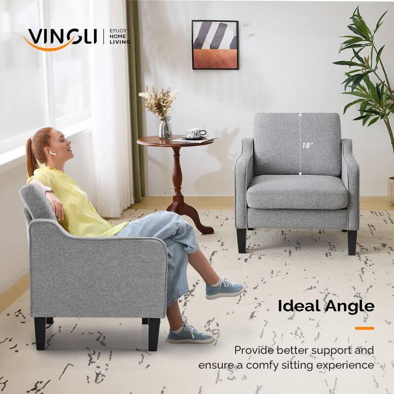 VINGLI Mid Century Modern Fabric Accent Chair