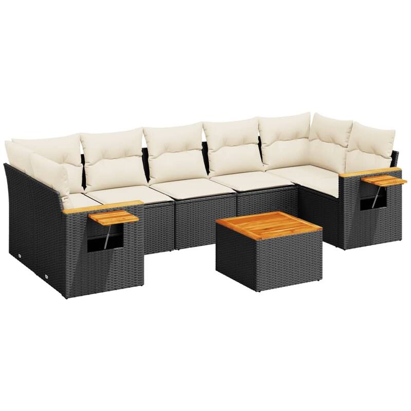 vidaXL Garden Sofa Set Black, Cream White - 21.7 x 21.7 x 14.6 in