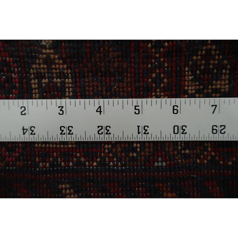 Hand Knotted Oriental 100% Wool Carpet Traditional Geometric Red Balouch Area Rug - 3' 7'' X 1' 10''