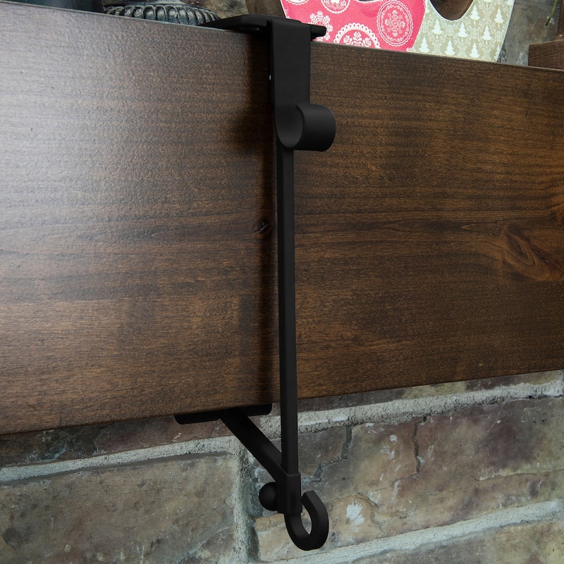 Garland and christmas stocking holder for mantle (2-Pack) (Black)
