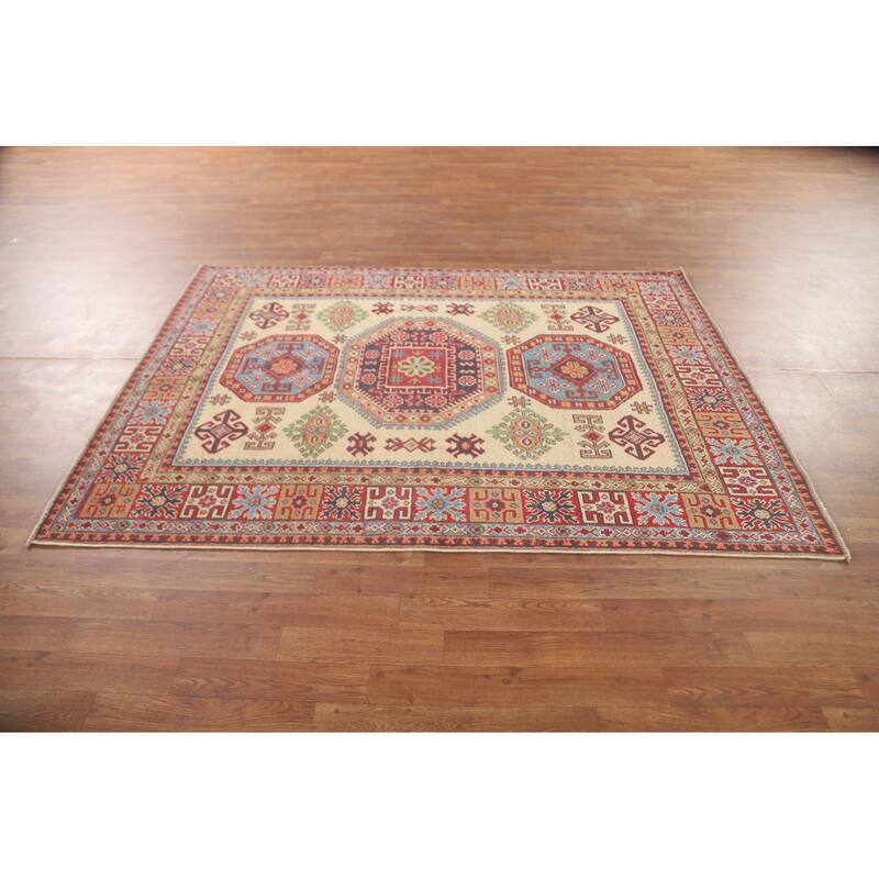 Kazak Area Rug Handmade Living Room Wool Carpet - 4'10" x 6'8"