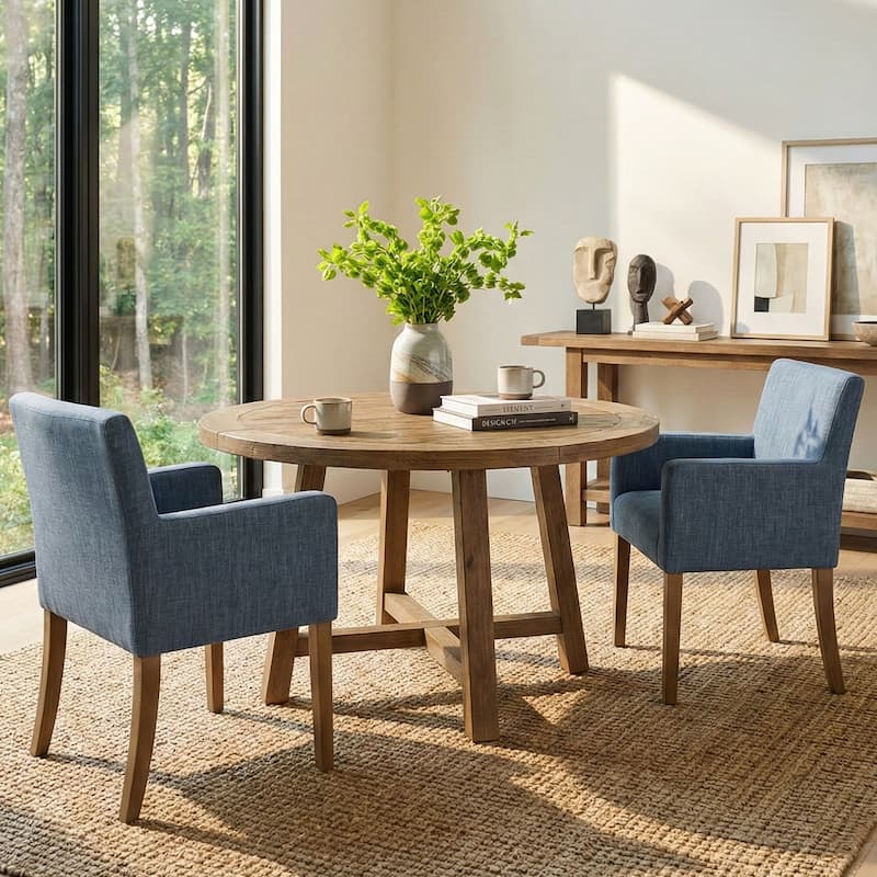 Linen Upholstered Armchair(Set of 2) - Blue