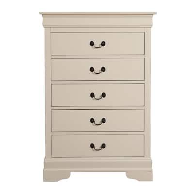 Wooden 5-Drawer Bedroom Chest - 48" - Beige