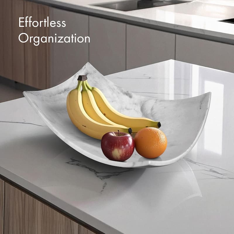 Creative Scents Black Marble Look Fruit Bowl for Kitchen Counter