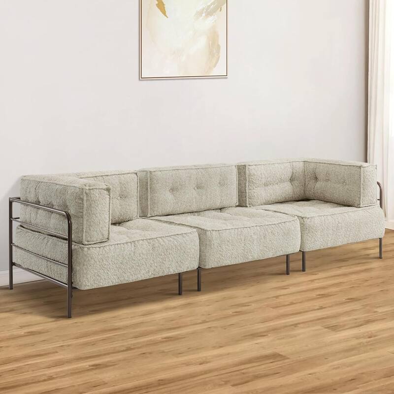 MCombo Modular Sofa Couch with Removable Cushion, 3 Seaters Accent Sofa Chair