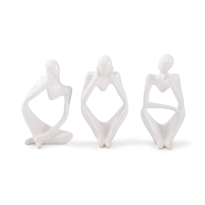 Contentment Ceramic Sculpture- Set of 3 - 16.5H x 6.5W x 3.5D